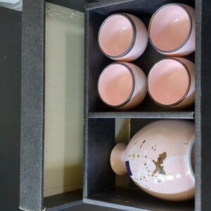 Sousaku Japan Dining Small Pale Pink And White Sousaku Japan Saki Set